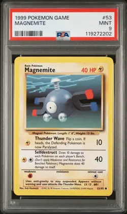PSA 9 - Magnemite 53/102 Base Set 1999 Unlimited Pokemon TCG - Image 1