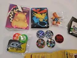100 Random Bulk Lot Pokemon Cards Coins, Dice, Codes, Sleeves Hidden Fates Etc - Image 2