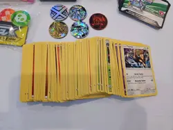 100 Random Bulk Lot Pokemon Cards Coins, Dice, Codes, Sleeves Hidden Fates Etc - Image 4