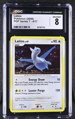 CGC 8 Latios 2008 POP Series 7 4/17 Holo SWIRL Pokemon Card - Image 1