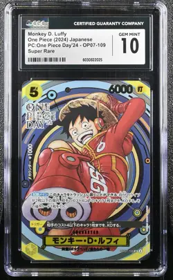 Monkey D Luffy OP07-109 CGC 10 One Piece Day 24 Card - Image 1