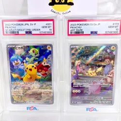 PSA 10 Gem Mint Pikachu 173/165 AR SV2a Japanese Pokemon Card + Pre-Order Promo - Image 1