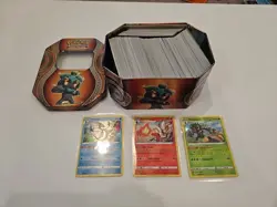 100+ Random Bulk Lot Pokemon Cards Box Tin With Holo Rillaboom Etc Lot - Image 1