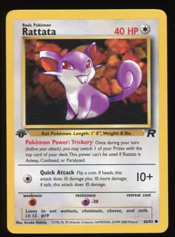 RATTATA 66/82 TEAM ROCKET 1ST EDITION POKEMON COMMON - Image 1