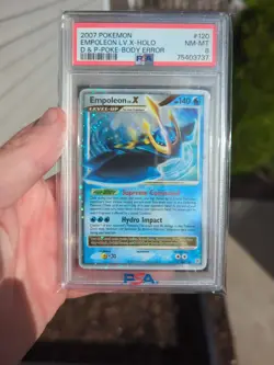 2007 Pokemon Empoleon LV.X Holo Diamond And Pearl Poke-Body Error PSA 8 NM-MT - Image 1