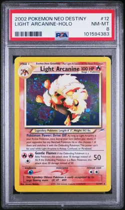 Pokemon 2002 Light Arcanine - Holo Rare - Neo Destiny 12/105 - PSA 8 NM-MT - Image 1