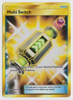 Pokemon Burning Shadows Multi Switch Full Art 164/147 Gold Secret Rare - Image 1