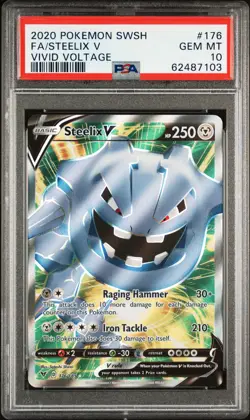 2020 POKEMON SWORD & SHIELD VIVID VOLTAGE #176 FULL ART/STEELIX V PSA 10 - Image 1