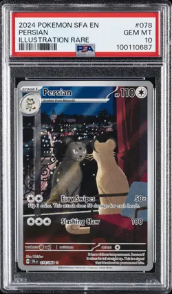 2024 POKEMON SFA EN-SHROUDED FABLE ILLUSTRATION RARE #078 PERSIAN PSA 10 - Image 1