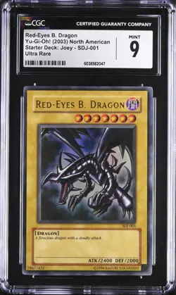 CGC 9 MINT Red-Eyes B. Dragon SDJ-001 Starter Deck Joey Ultra Rare 2003 YuGiOh - Image 1