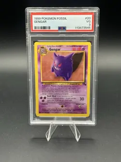 Pokemon Gengar TCG Card 20/62 Fossil Rare Non-Holo Unlimited Psa 3 - Image 1