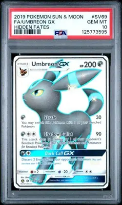 Pokemon Hidden Fates Full Art Shiny Umbreon GX Card SV69/SV94 Graded PSA 10 - Image 1