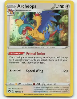 Archeops #147/195 Holo Pokemon Card SWSH12: Silver Tempest - Image 1