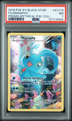 2016 Pokemon Xy Black Star Promo Manaphy #XY113 Fa Mythical P.M. Coll. PSA 7 - Image 1