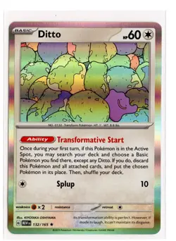 Ditto 132/165 Rare Holo SV: Scarlet & Violet 151 Pokemon TCG - Image 1