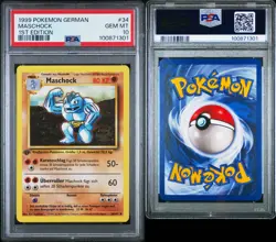 1999 Pokemon Base Set Maschock PSA 10 1.Edition Gem Mint #34 Deutsch - Image 1