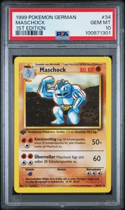 1999 Pokemon Base Set Maschock PSA 10 1.Edition Gem Mint #34 Deutsch - Image 2