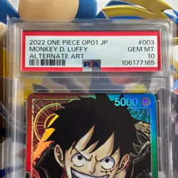 Monkey D Luffy OP01-003 PSA 10 Leader Parallel Romance Dawn One Piece Card UK - Image 2