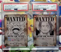 Luffy OP05-119 & Shanks OP09-004 PSA10 Wanted One Piece Cards 2Pcs - Image 1