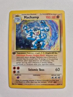 Pokemon TCG Machamp Holo 1st Edition Base Set 8/102 Rare Card - Image 1