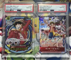 Monkey D Luffy ST10-006 + OP07-109 PSA10 One Piece Day24 Promo Card 2Pcs Set UK - Image 1