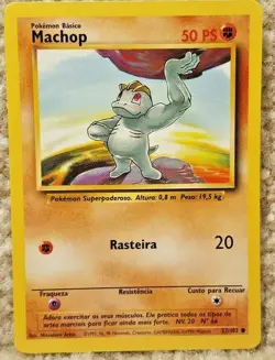 1999 Pokemon Card Base Set Machop 52/102 Portuguese Version Edition - Image 1