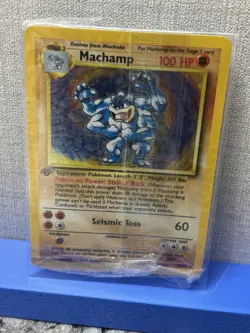 Pokemon TCG Base Set 1st Edition Machamp Rare Holo Card Factory Sealed - Image 2