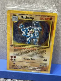 Pokemon TCG Base Set 1st Edition Machamp Rare Holo Card Factory Sealed - Image 4