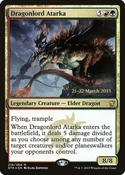 Dragonlord Atarka - Foil Prerelease Promo Dragons of Tarkir LP MTG - Image 1