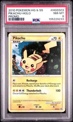PIKACHU HGSS03 PSA 8 • 2010 HeartGold & SoulSilver Promo Holo Pokemon - Image 1