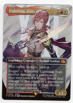 MTG: Magic FINAL FANTASY *Surge Foil* Lightning, Army of One (Borderless) - Image 1