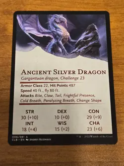 MTG Commander Legends D&D - Ancient Silver Dragon - CLB 6 - Art Series - Image 2