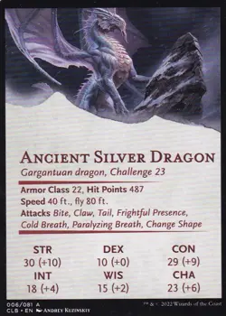 MTG Commander Legends D&D - Ancient Silver Dragon - CLB 6 - Art Series - Image 4
