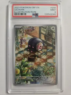 2023 POKEMON OBF EN-OBSIDIAN FLAMES ILLUSTRATION RARE #209 LECHONK PSA 9 - Image 1