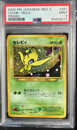 PSA 9 Celebi Pokemon 2000 Holo Neo Premium File 3 Promo w/ Moons - Image 1