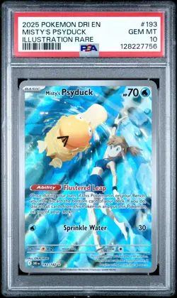 2025 Pokemon Destined Rivals EN Mistys Psyduck PSA 10 Gem Mint 193 IR - Image 1