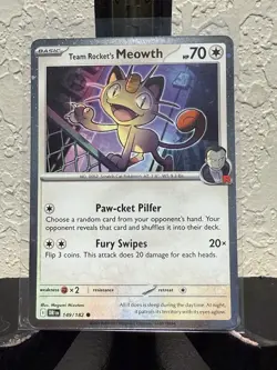 Team Rocket's Meowth 149/182 Cosmos Promo Holo - Destined Rivals Pokemon TCG NM - Image 1