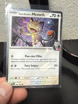 Team Rocket's Meowth 149/182 Cosmos Promo Holo - Destined Rivals Pokemon TCG NM - Image 2