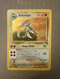 Pokemon Kabutops Card 9/62 Fossil Unlimited Holo Rare Vintage - Image 1
