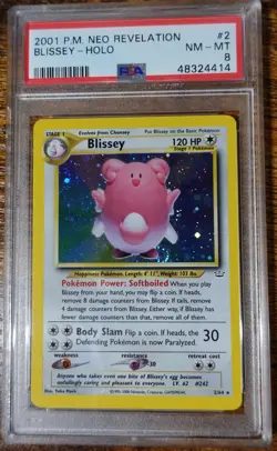 Blissey 2/64 PSA 8 Holo Neo Revelations Swirl Pokemon Card Graded - Image 1