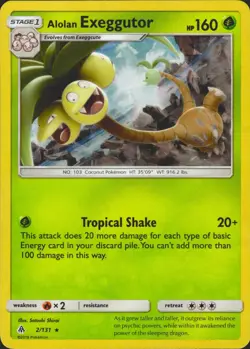 Alolan Exeggutor 2/131 Cracked-Ice Holo Rare Deck Exclusives Pokemon Card LP - Image 1