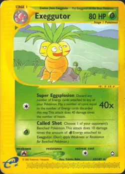 Exeggutor 12/147 Rare Aquapolis Pokemon Card MP - Image 1