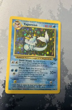 Pokemon TCG Vaporeon Rare Holo Card #12/64 Jungle Set LP+ - Image 4