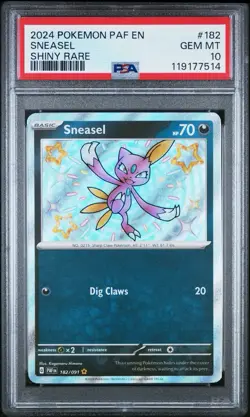 2024 Pokemon PAF En-Paldean Fates Shiny Rare Sneasel #182 PSA 10 - Image 1