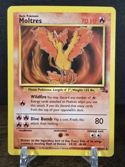 Moltres 27/62 Fossil *Unlimited* *Rare* Pokemon Card TCG Non Holo MP Vintage - Image 1