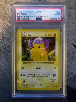 1999 POKEMON GAME PIKACHU RED CHEEKS-SHADOWLESS PSA 9 - Image 1