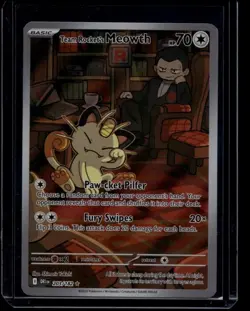 Pokemon TCG Team Rocket's Meowth 203/182 Destined Rivals Illustration NM - Image 1