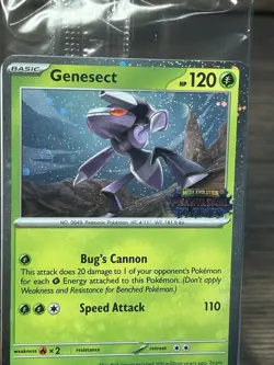 SEALED Pokemon Genesect 008 Phantasmal Flames Stamped Promo Best Buy SWIRL - Image 4