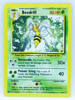 BEEDRILL 17/102 Non-Holo Rare 1999-2000 4th Print Base Set - Pokemon Card WOTC - Image 1