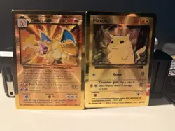 Pokemon 25th Aniverary Celebrations Charizard And Pikachu Base Set Promos Metal - Image 1